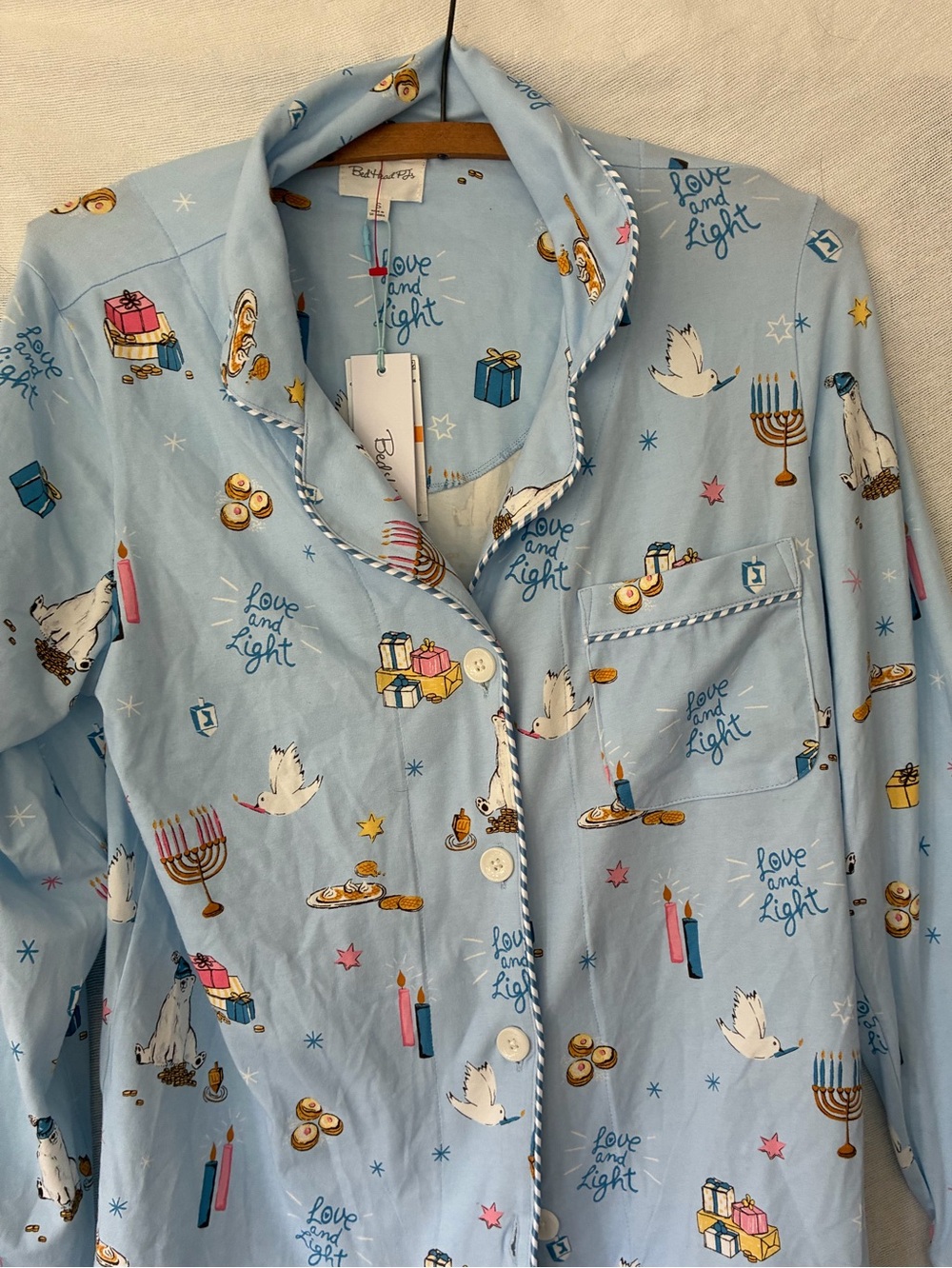 BedHead Festival Of Lights Pajama Set S Hannukah Holiday Cat Dog Shirt NWT